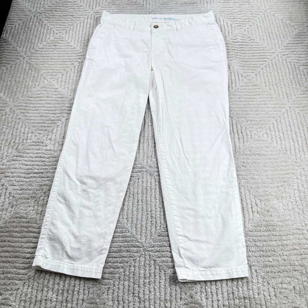 Gap Girlfriend Khaki Pants Womens 10R White Stretch Chino Preppy Clean Girl